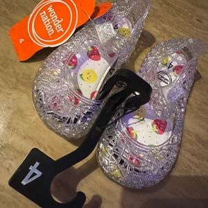 Wonder Nation clear with silver glitter jelly bean sandals NWT size 4